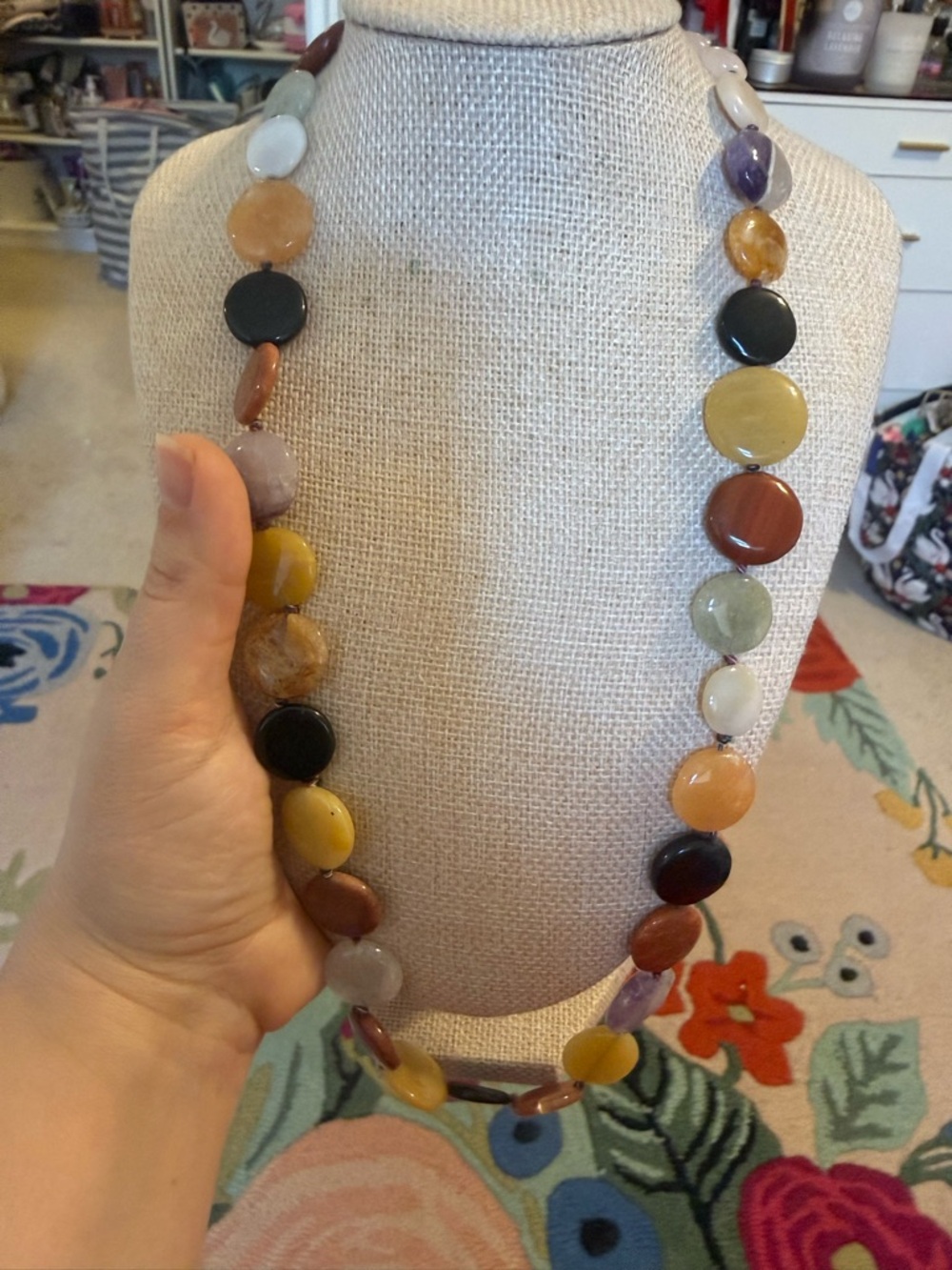Multi-Color Natural Stone Bead Necklace - Women Jewelry
